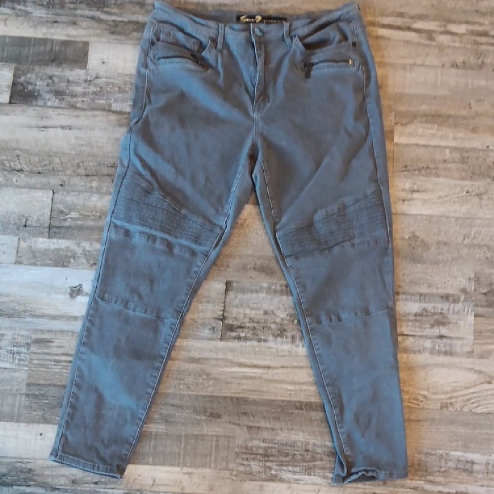 Seven7 Grey Moto-Style Skinny Pants 16